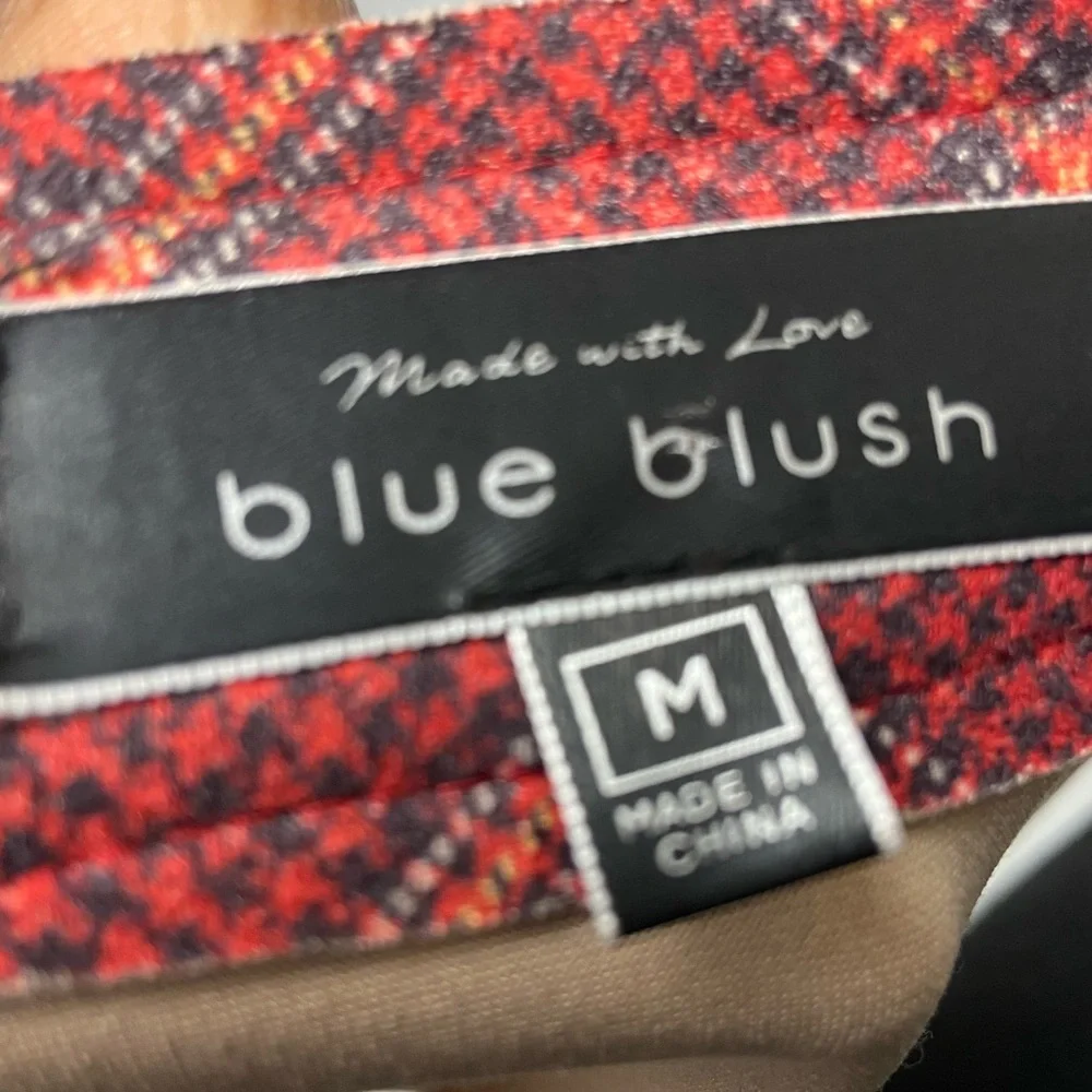 Mini Skirt Blue Blush Red Plaid Pattern Medium